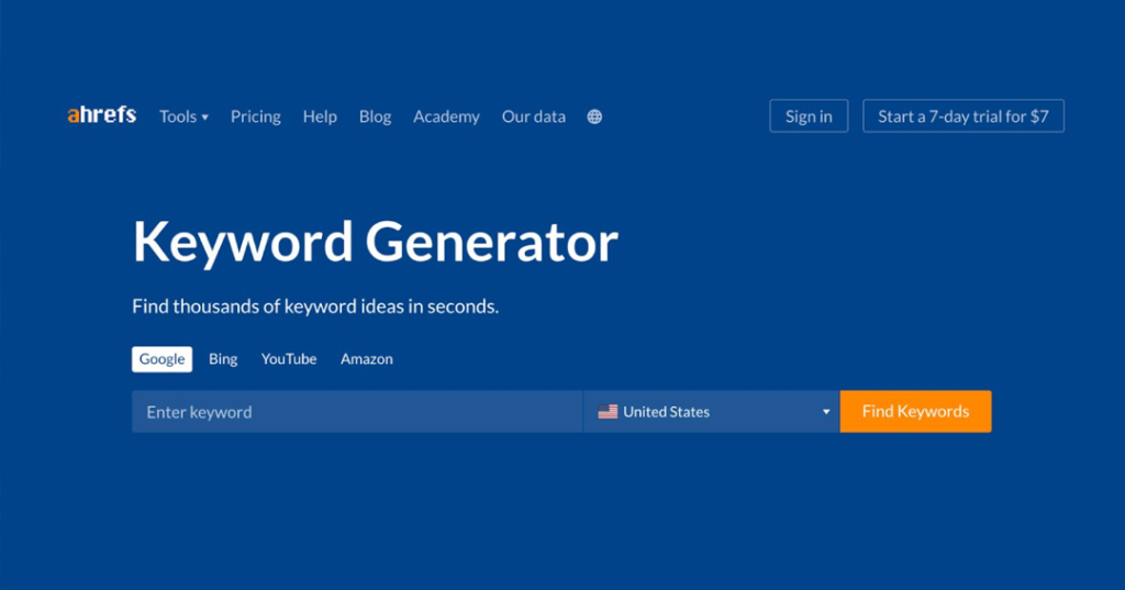 keyword generator de ahrefs herramienta gratuita